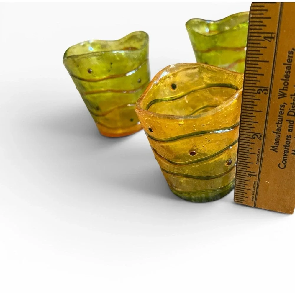 Vintage MCM Lucite Mini Vase Votive Candle Holder Set of 3 - Retro‎ Art Swirl